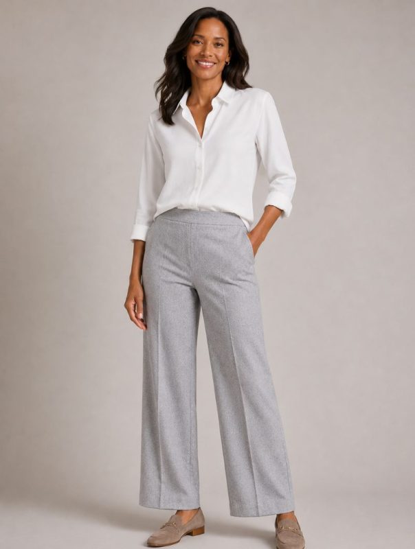 Winter weight flannel light grey trousers fenja 780